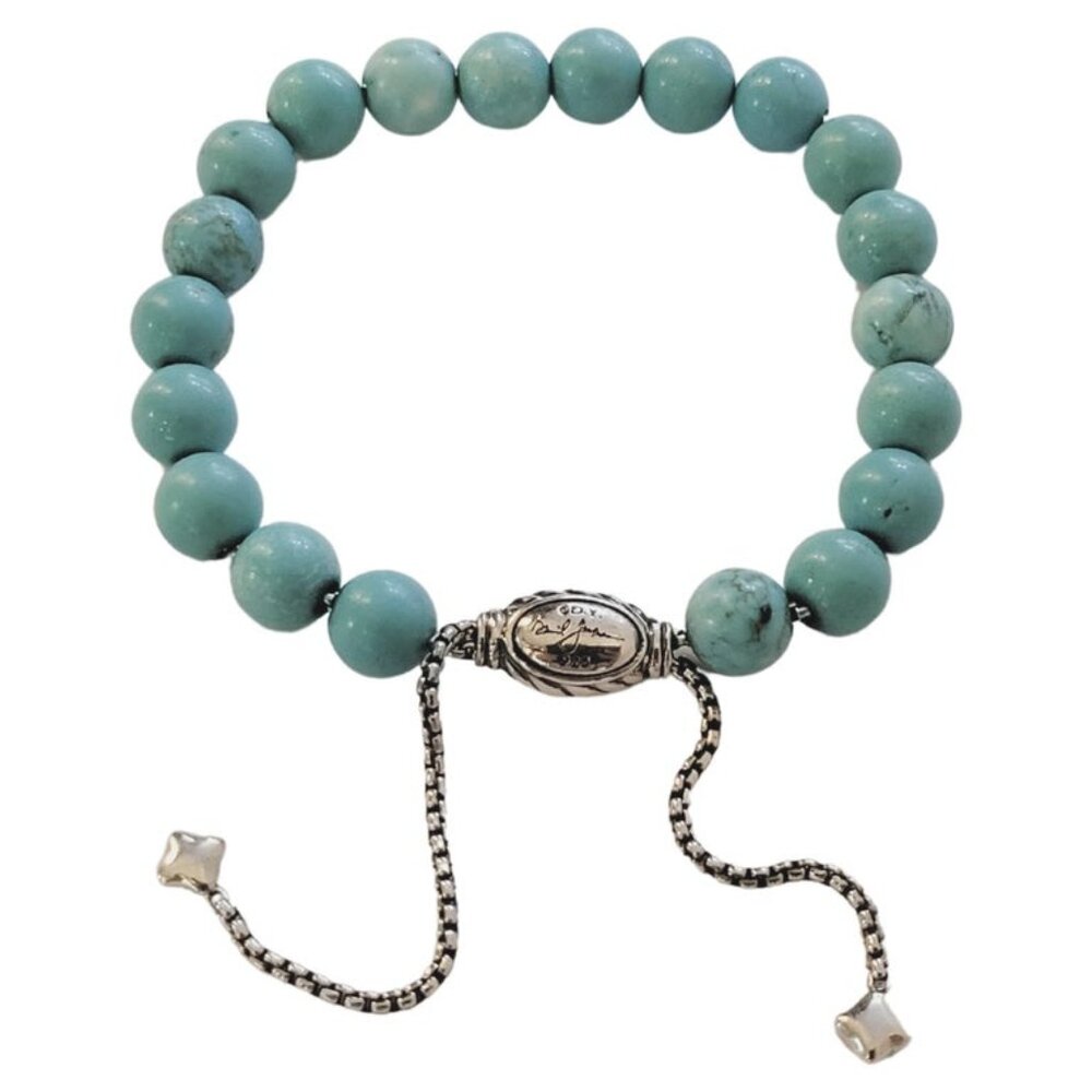 DAVID YURMAN Sterling Silver Pearl 8mm Spiritual Bead Bracelet Teal